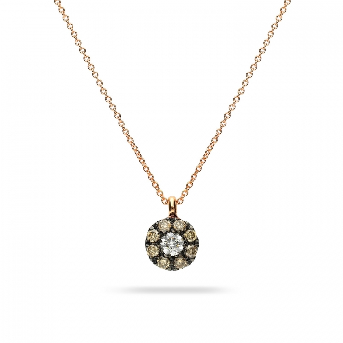 Halo Petit Brown necklace rose gold