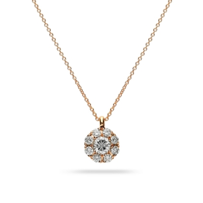 Halo Petit diamond necklace rose gold