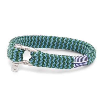 Pig & Hen Sharp Simon green and blue rope bracelet
