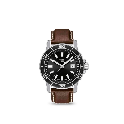 Tissot T-Sport Supersport Gent steel and brown leather watch
