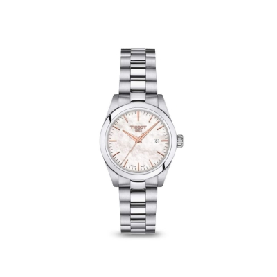 T-Classic Tissot ladies' leather and mother-of-pearl stainless steel watch