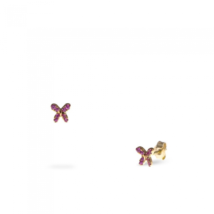 Pink sapphires butterfly mini earrings