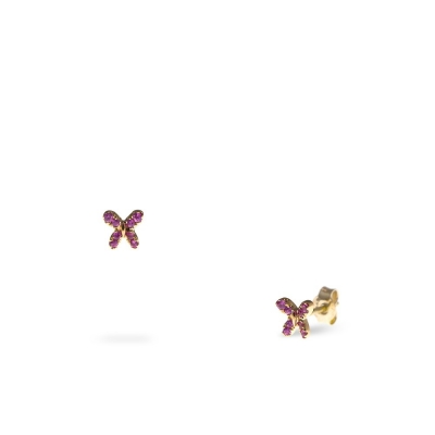 Pink sapphires butterfly mini earrings