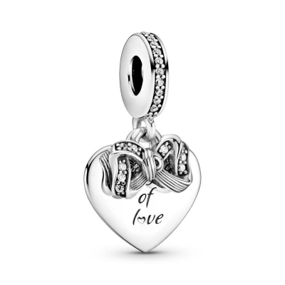 Pandora Bow & Love Heart Charm