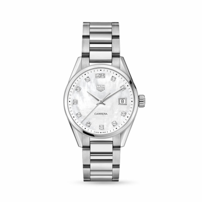 Steel and diamond dial watch for Tag Heuer Carrera Lady