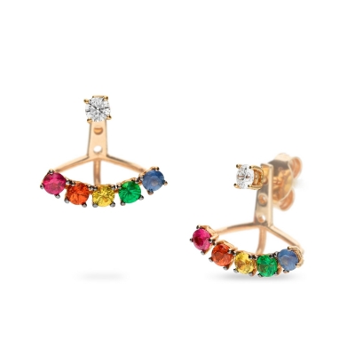 Grau Rainbow Fan Earrings