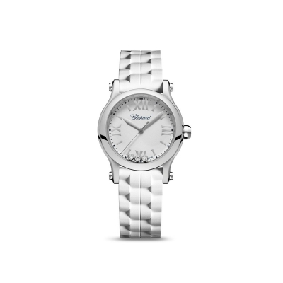 Reloj Chopard Happy Sport 30 MM Quartz, acero y diamantes