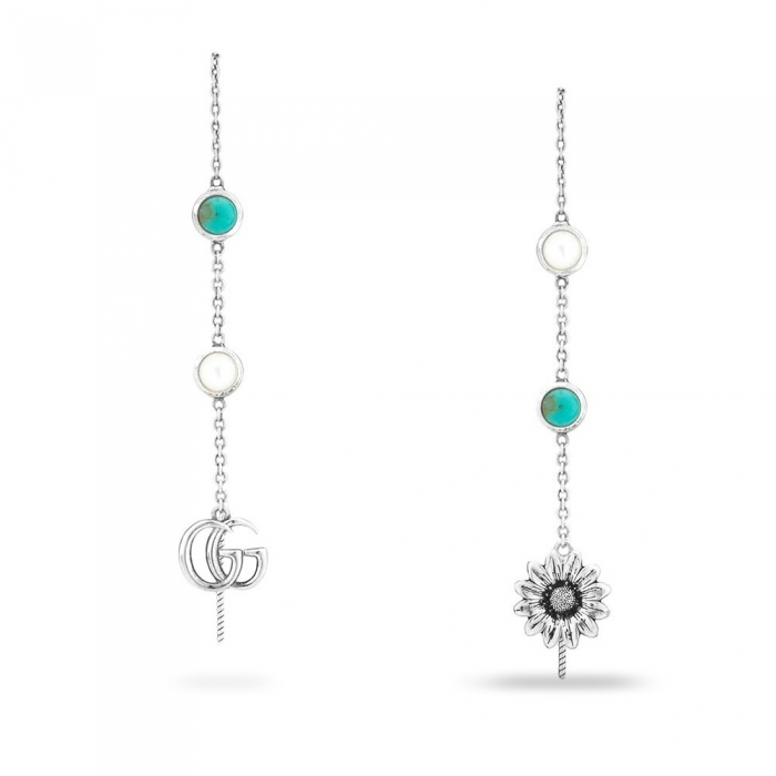 Teardrop Earrings with Flower and Double G