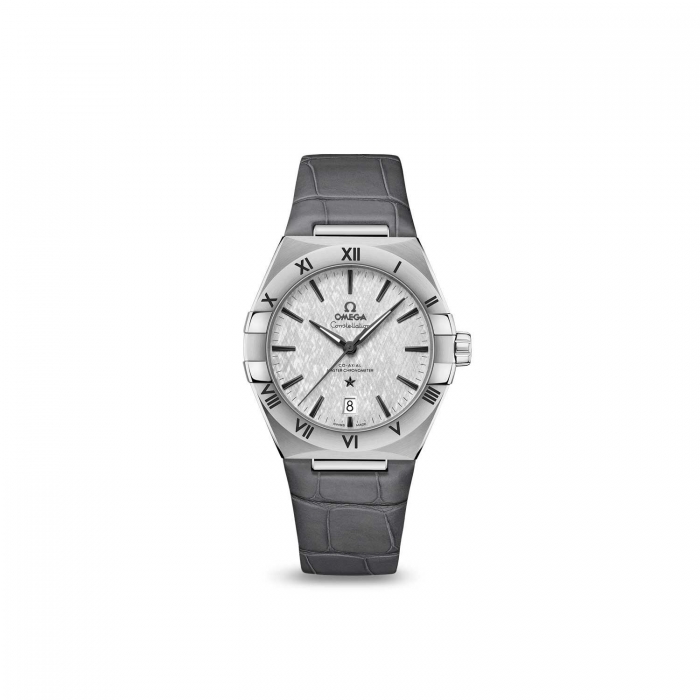 Steel watch with Omega Constellation leather strap