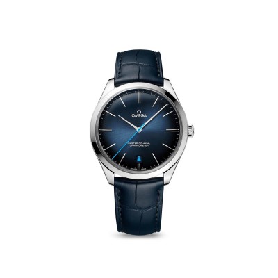 Omega De Ville stainless steel and blue leather watch