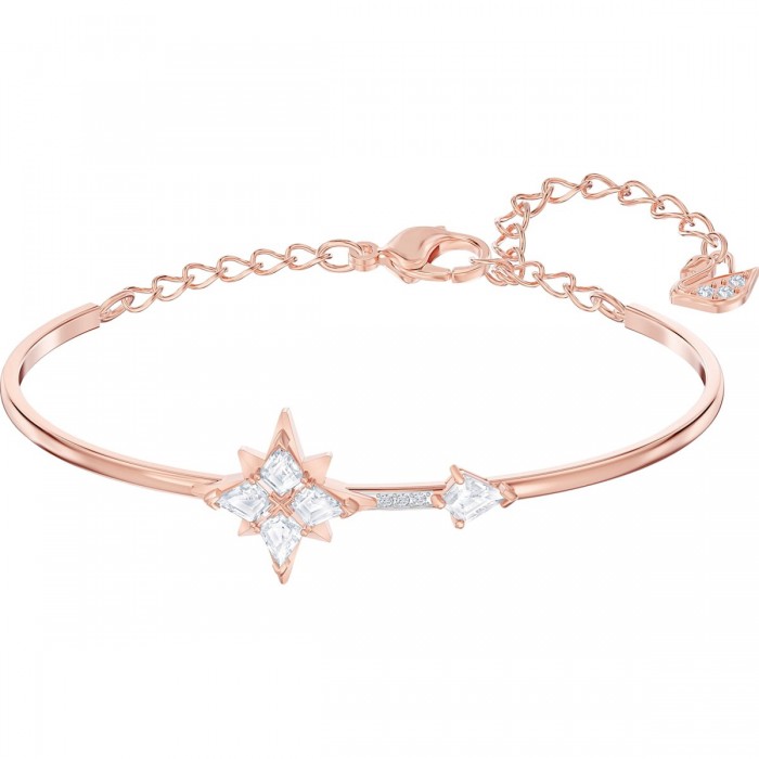 Symbolic Swarovski bracelet, white, bath in rose gold tone