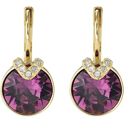 Bella V earrings, violet, bath in gold tone