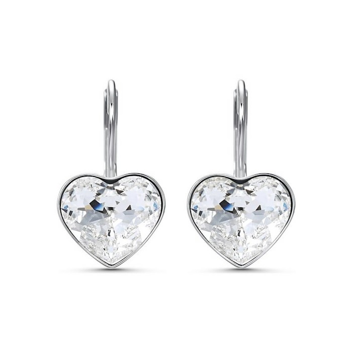Rhodium plated earrings with white stones from Swarovski Bella Heart.