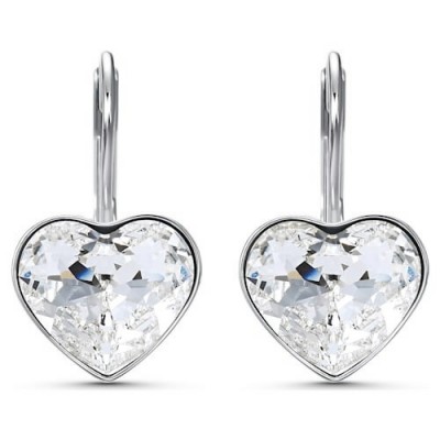 Rhodium plated earrings with white stones from Swarovski Bella Heart.
