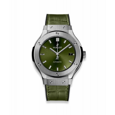 Hublot Classic Fusion Green Titanium 38mm watch.