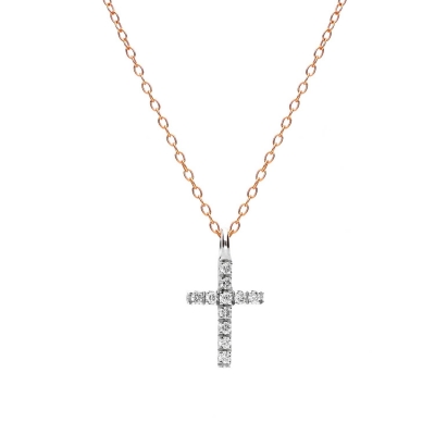 Necklace with Cross and Diamonds GRAU