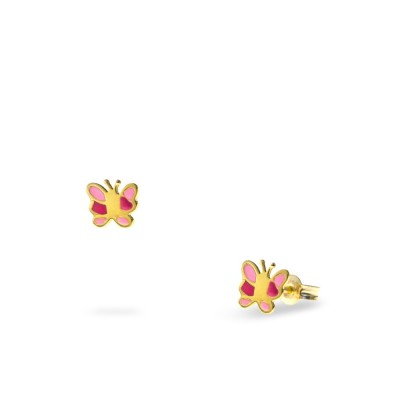 Pink mini enamel butterfly earrings