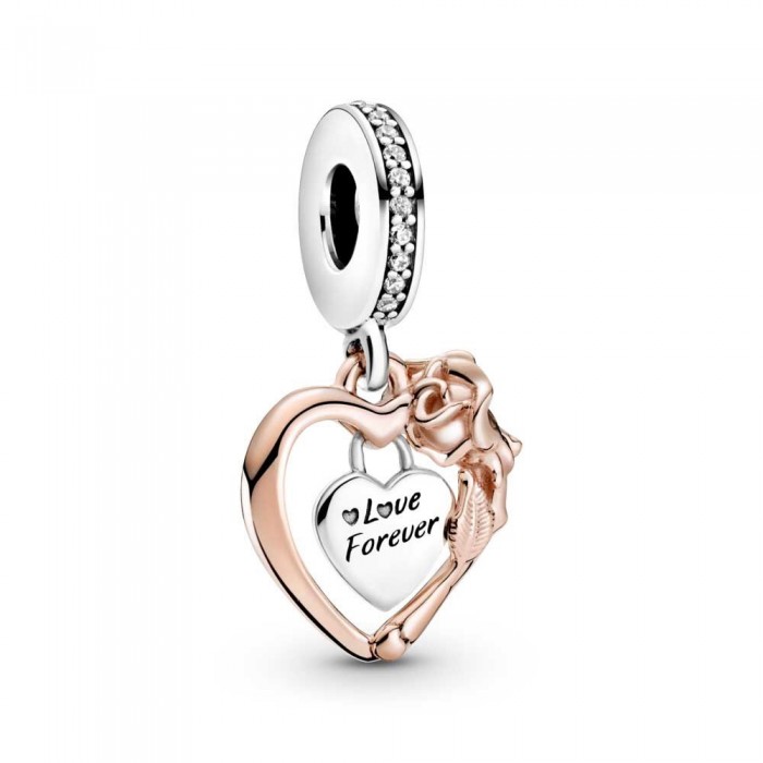 Pandora Rose Heart and Rose Pendant Charm