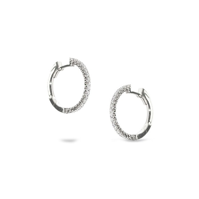 Arracades anella d´or blanc amb diamants de 20mm, Atenes de Grau