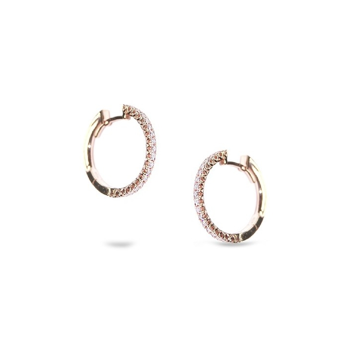 Arracades anella d´or rosa de 18 quirats amb diamants de 20mm, Atenes de Grau