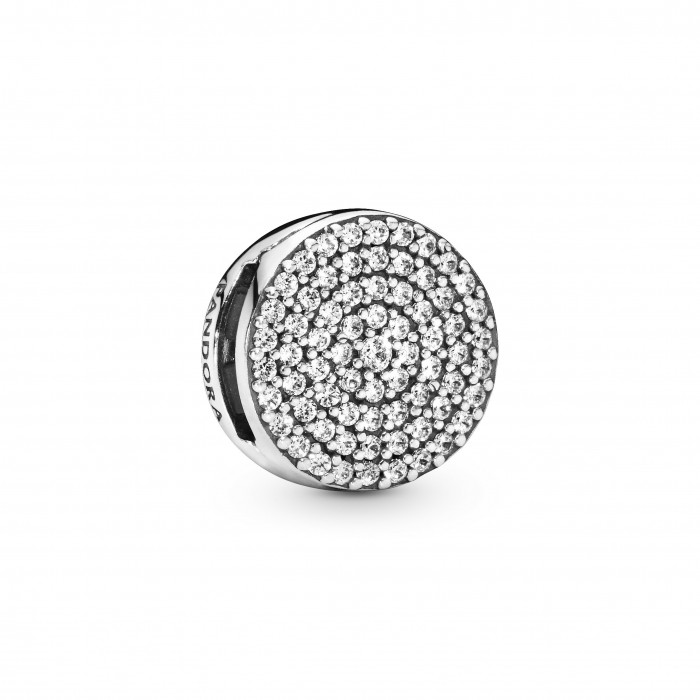 Round silver charm with zircons by Pandora Reflexions