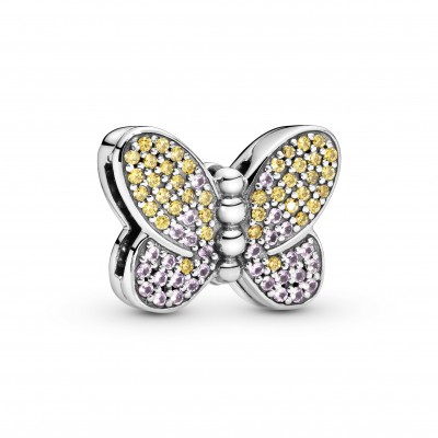 Pandora Reflexions butterfly pendant in sterling silver and colored zircons
