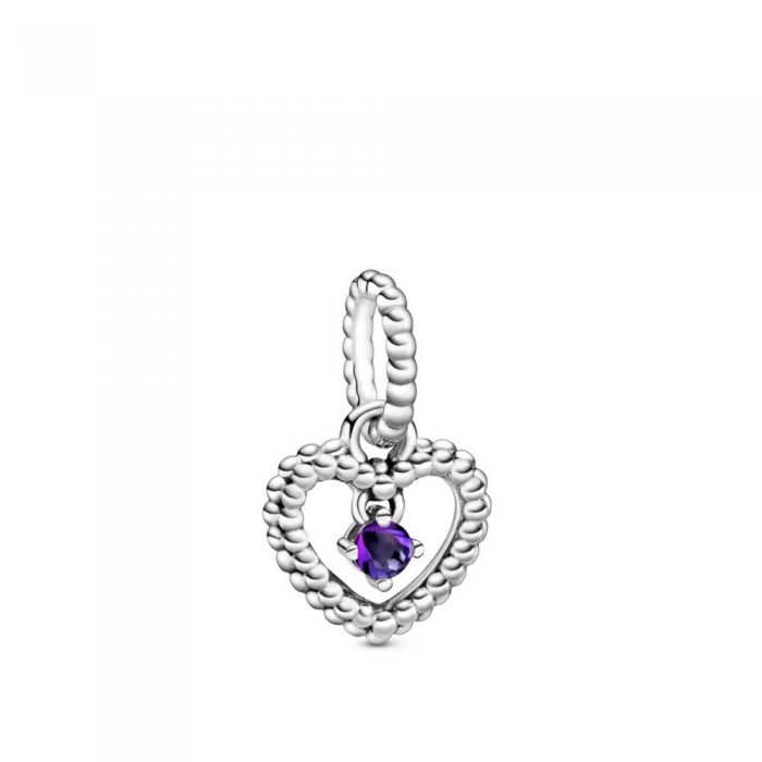 Pandora Charm Pendant in Sterling Silver with Purple Spheres