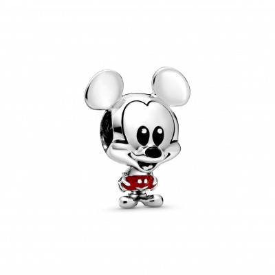 Disney Mickey Mouse Sterling Silver Red Silhouette Charm Bead 