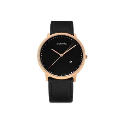 Bering Classic watch in rose steel and leather