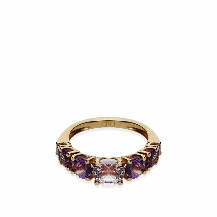 Kunzite Rose Gold Ring and Amethysts