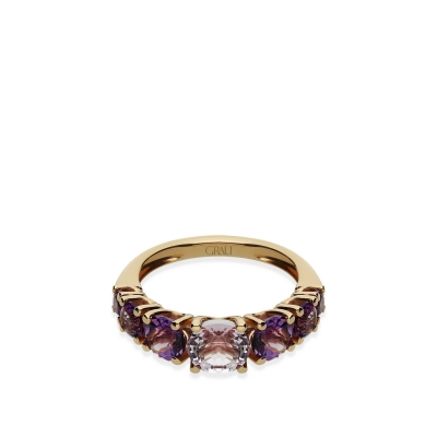 Kunzite Rose Gold Ring and Amethysts