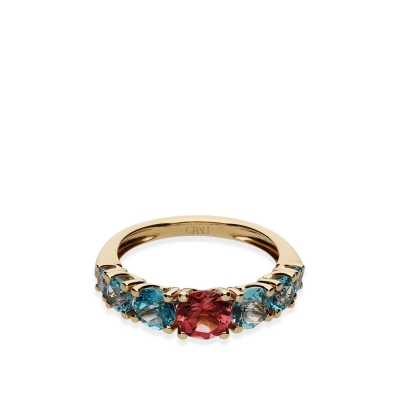 Rose Gold Ring with Tourmaline and Topaz
