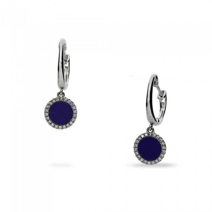 Halo White Gold and Lapis Lazuli Earrings