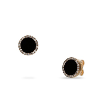 Halo Rose Gold and Black Agate Earrings