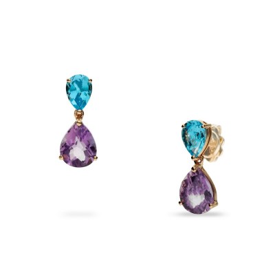 Rose Gold Good Mood Amethyst and Topaz Earrings