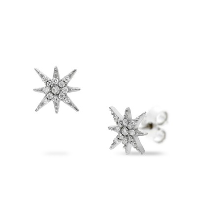 White Gold and Diamond Pole Star Earrings