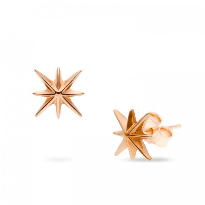 Pole Star Earrings Rose Gold and Diamonds