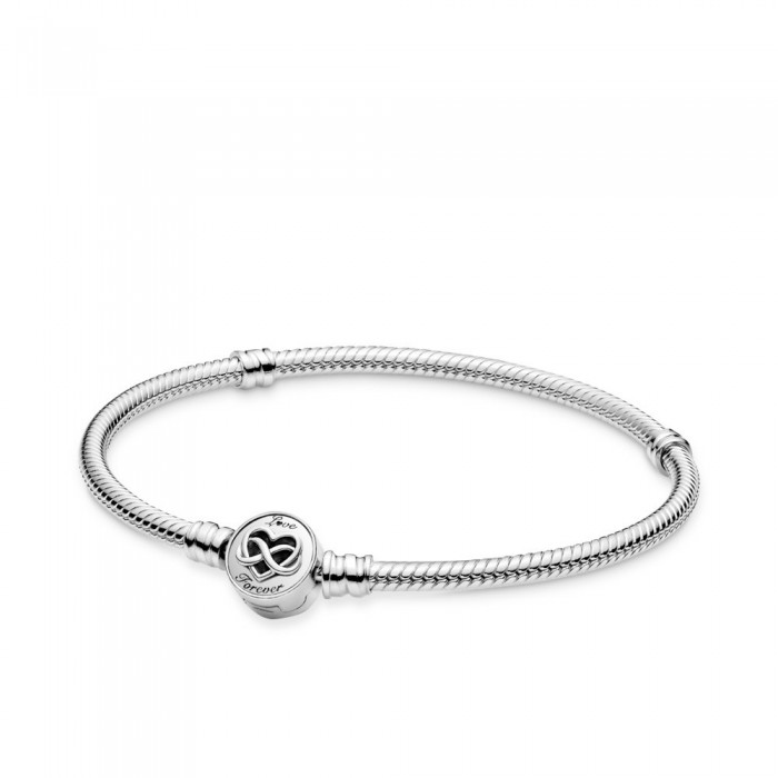 Pandora Snake Chain Bracelet with Infinity Heart Clasp