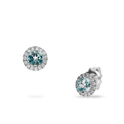 White Gold with Diamonds and Blue Topaz Earrings My Essence