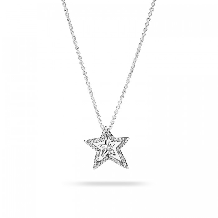 Pandora Asymmetrical Star Pavé Necklaces