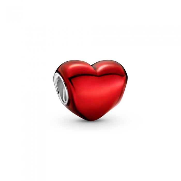 Silver red heart charm