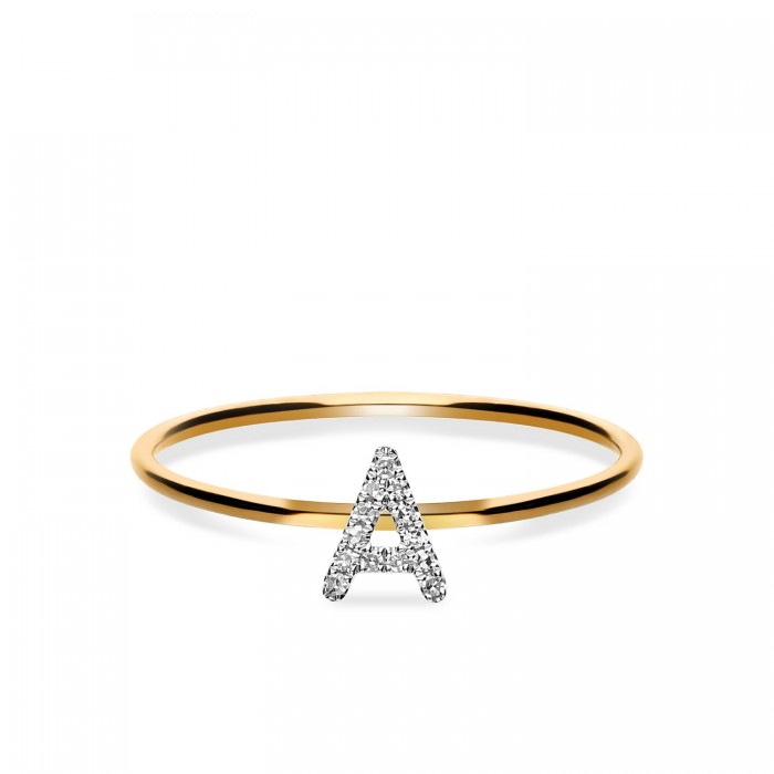 Grau Initials Pink Gold Letter A Ring
