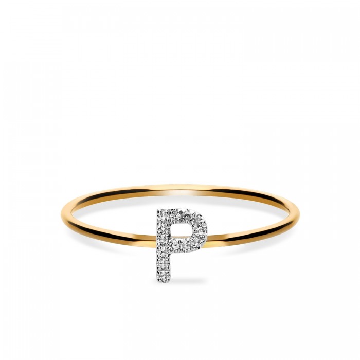 Rose Gold Ring Grau Initials Letter P