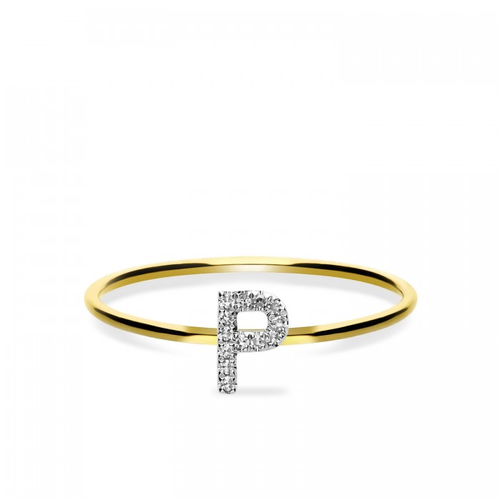 Yellow Gold Ring Grau Initials Yellow Gold Letter P