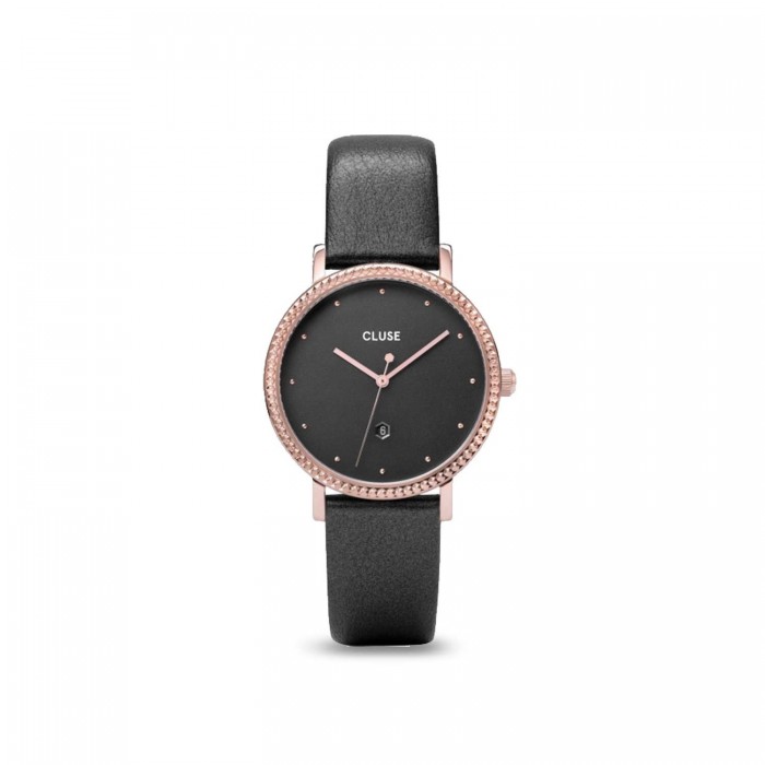 Reloj Le Couronnement 33mm en rosa y correa cuero gris oscuro