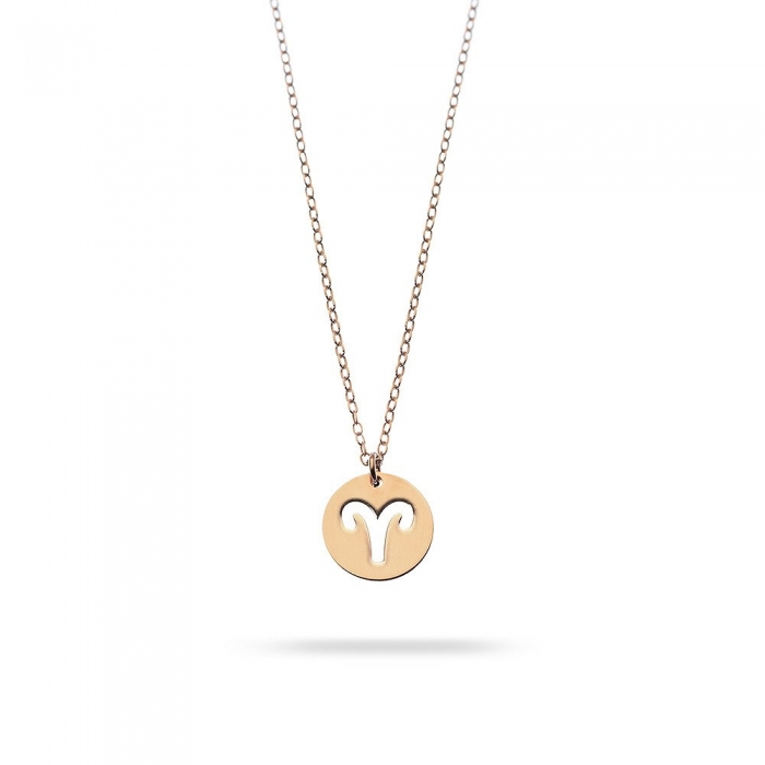 Aries horoscope necklace in pink gold