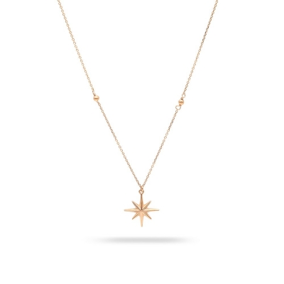 Aries horoscope necklace in pink gold with diamond bezel