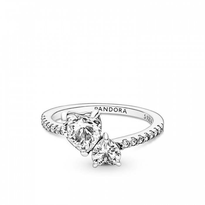 Pandora Timeless Double Heart Solitaire Ring