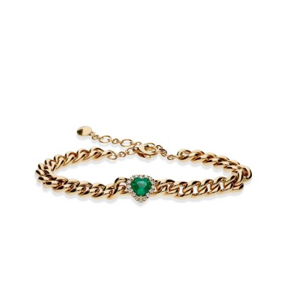 Grau Rose Gold and Heart Emerald Bracelet