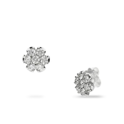 Diamond Flower Grau Button Earrings